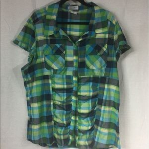 Jamie Nicole Collection size 24  back embellished green blue short sleev…